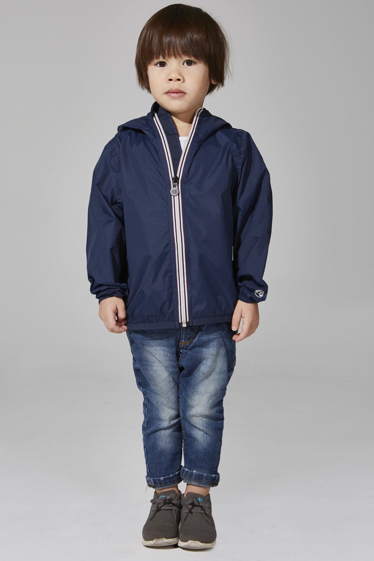 Kids Navy Full Zip Packable Rain Jacket and Windbreaker - O8Lifestyle