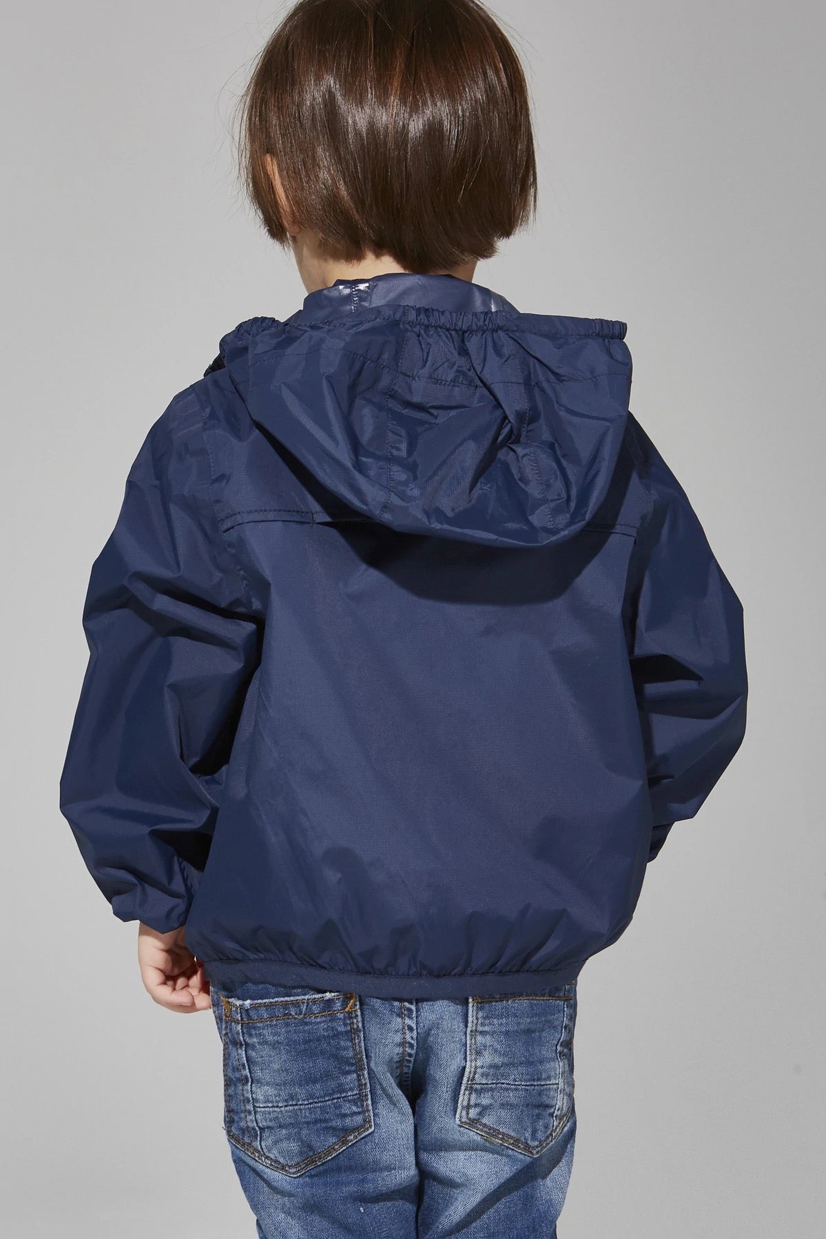 Kids Navy Full Zip Packable Rain Jacket and Windbreaker - O8Lifestyle