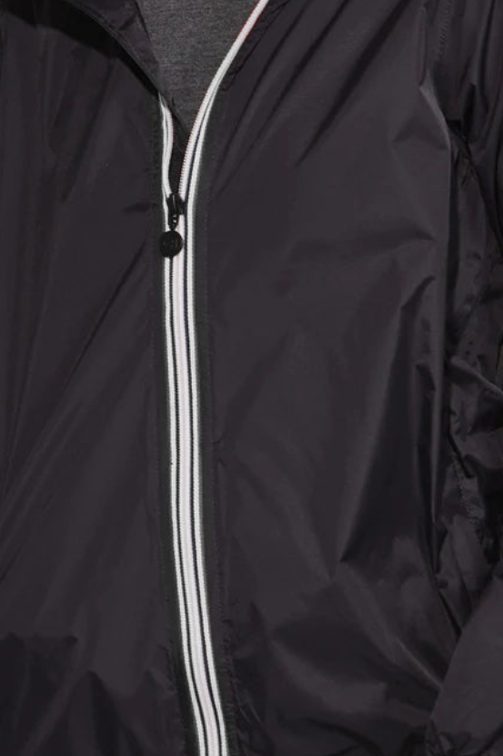 Black Full Zip Packable Rain Jacket and Windbreaker - O8Lifestyle