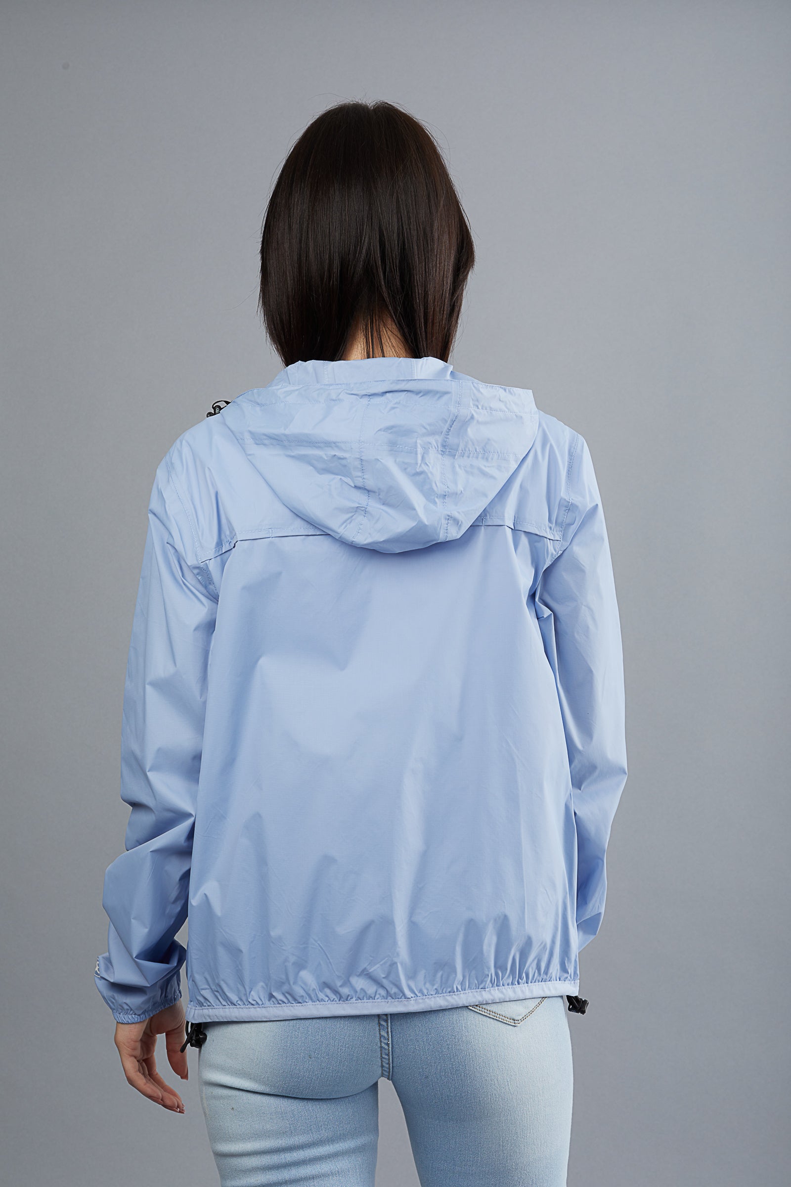 Powder blue full zip packable rain jacket and windbreaker - O8Lifestyle