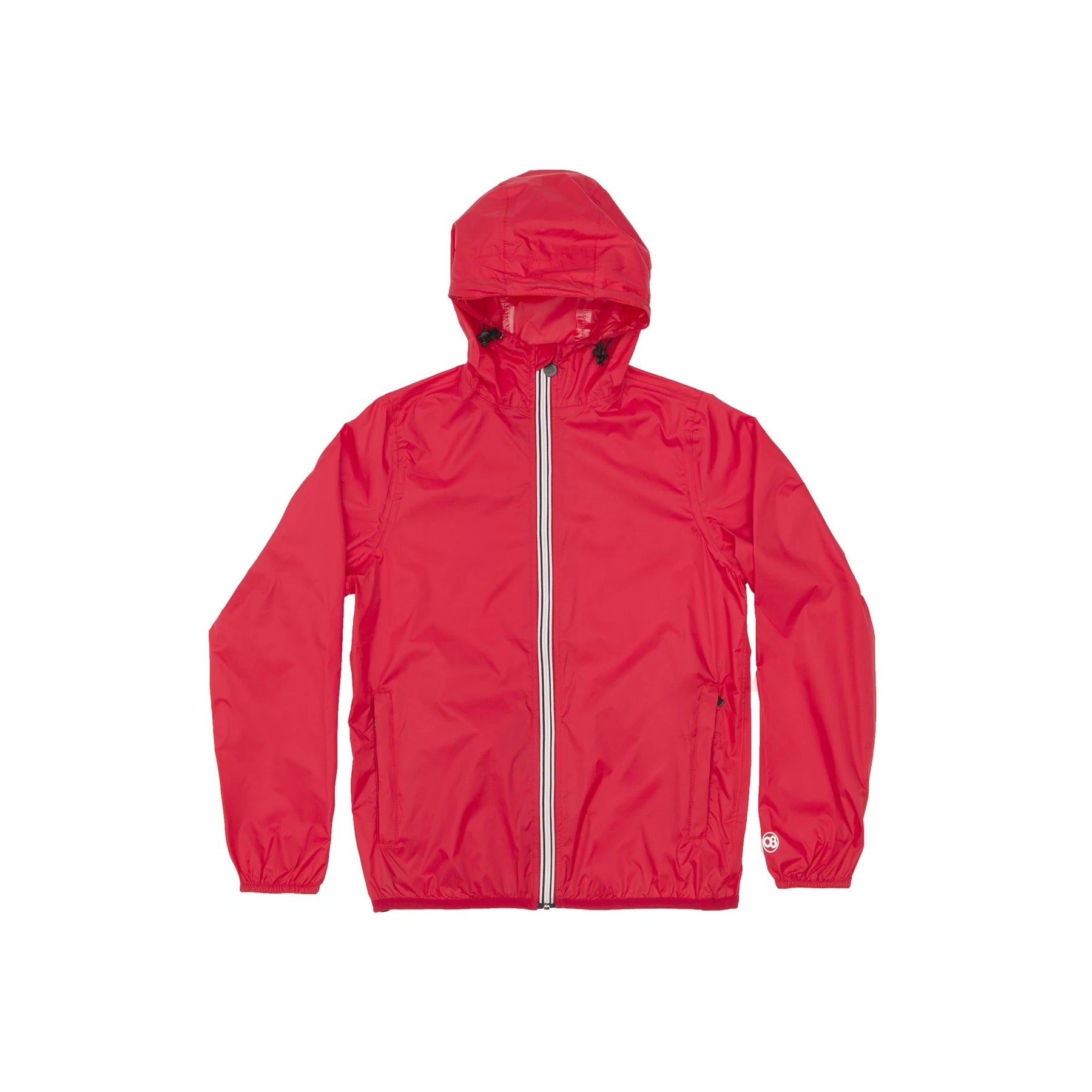 Red full zip packable rain jacket and windbreaker - O8Lifestyle