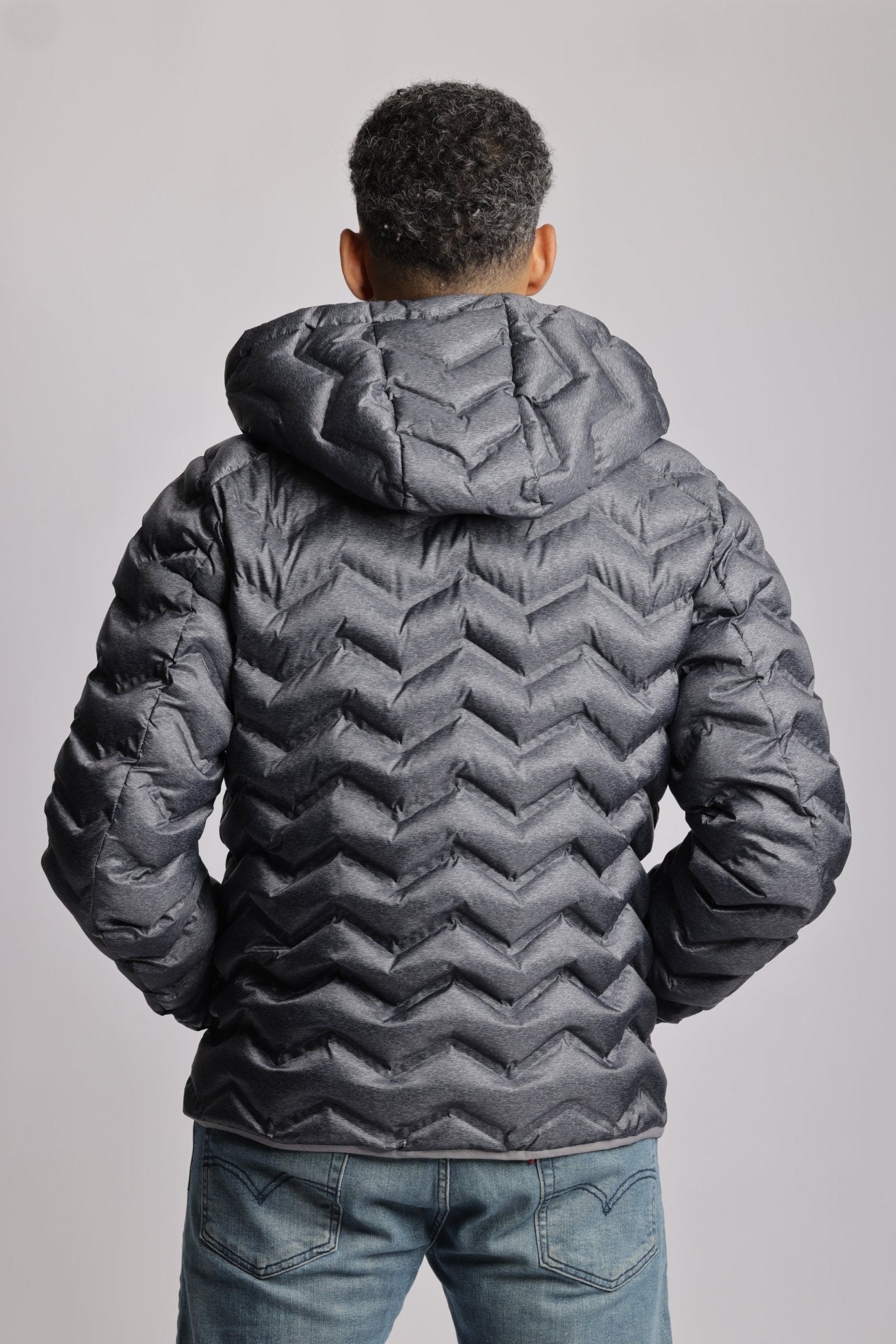 Men's packable puffer jacket in dark heather grey - O8Lifestyle