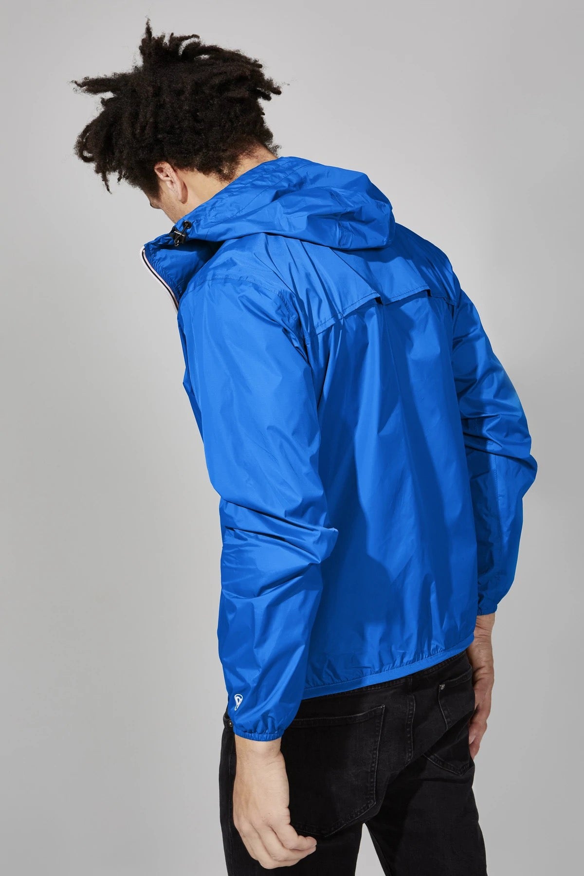Men's royal blue full zip packable rain jacket and windbreaker - O8Lifestyle