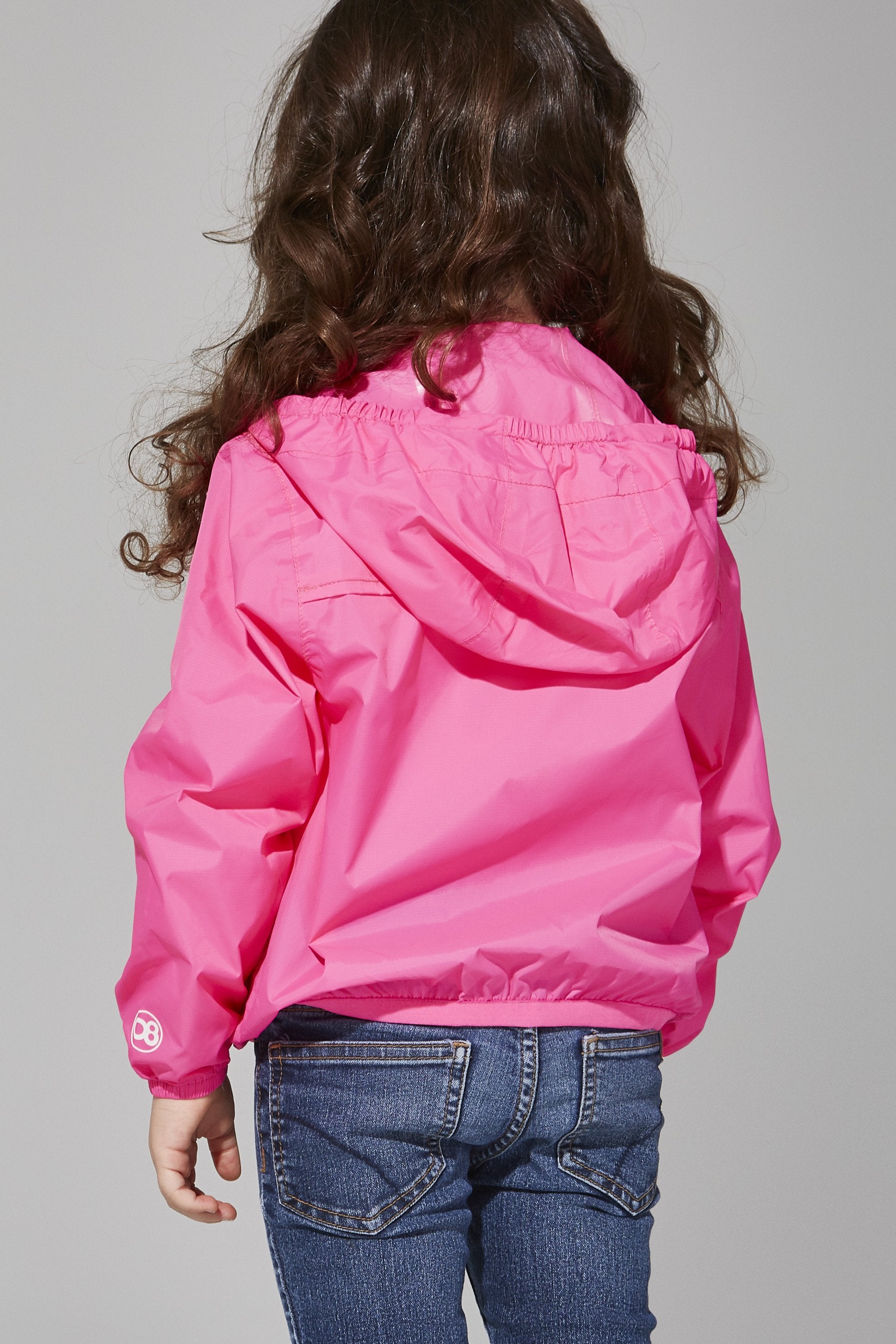 Sam - Kids Pink Fluo Full Zip Packable Rain Jacket - O8lifestyle.