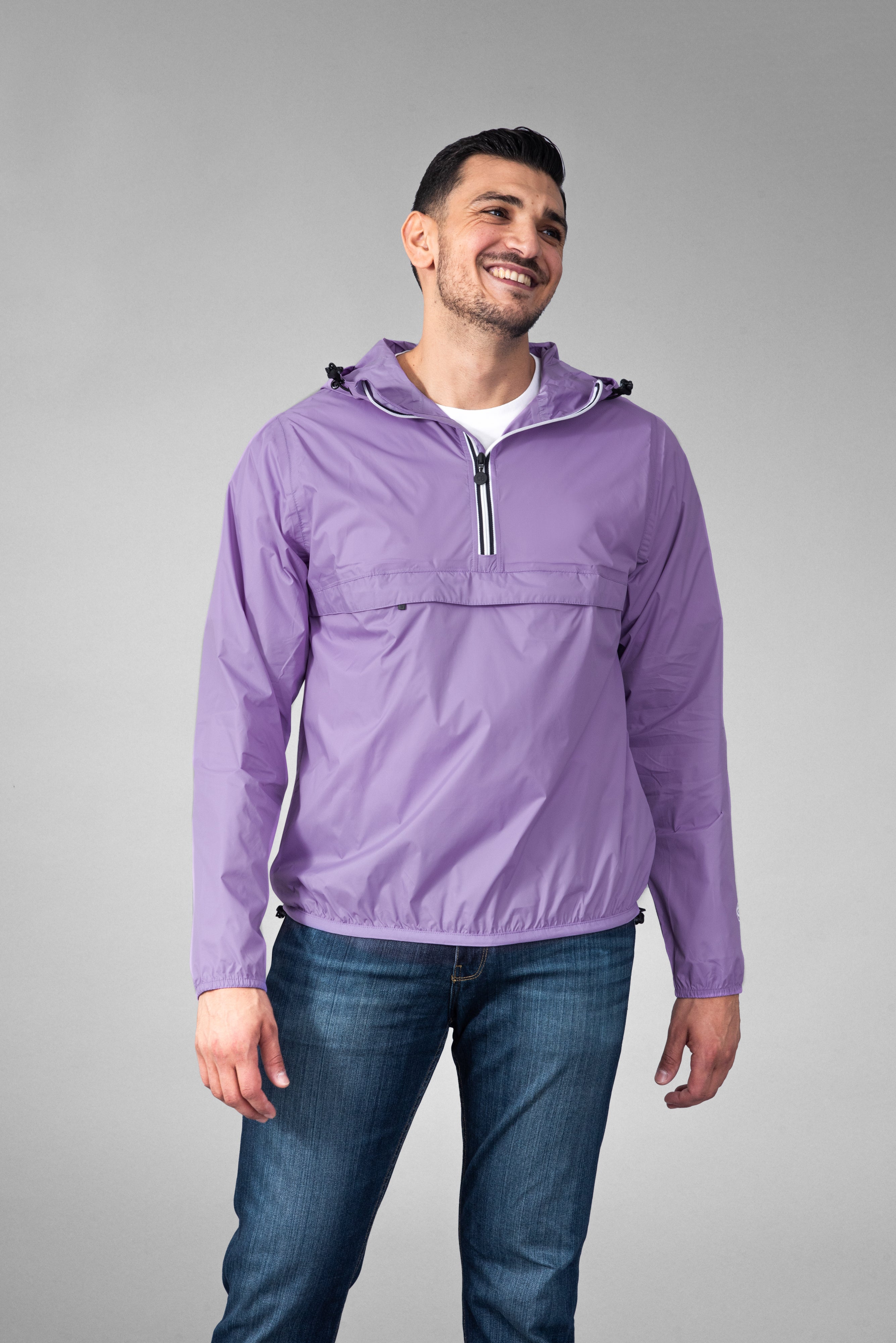 Light purple quarter zip packable rain jacket and windbreaker - O8Lifestyle