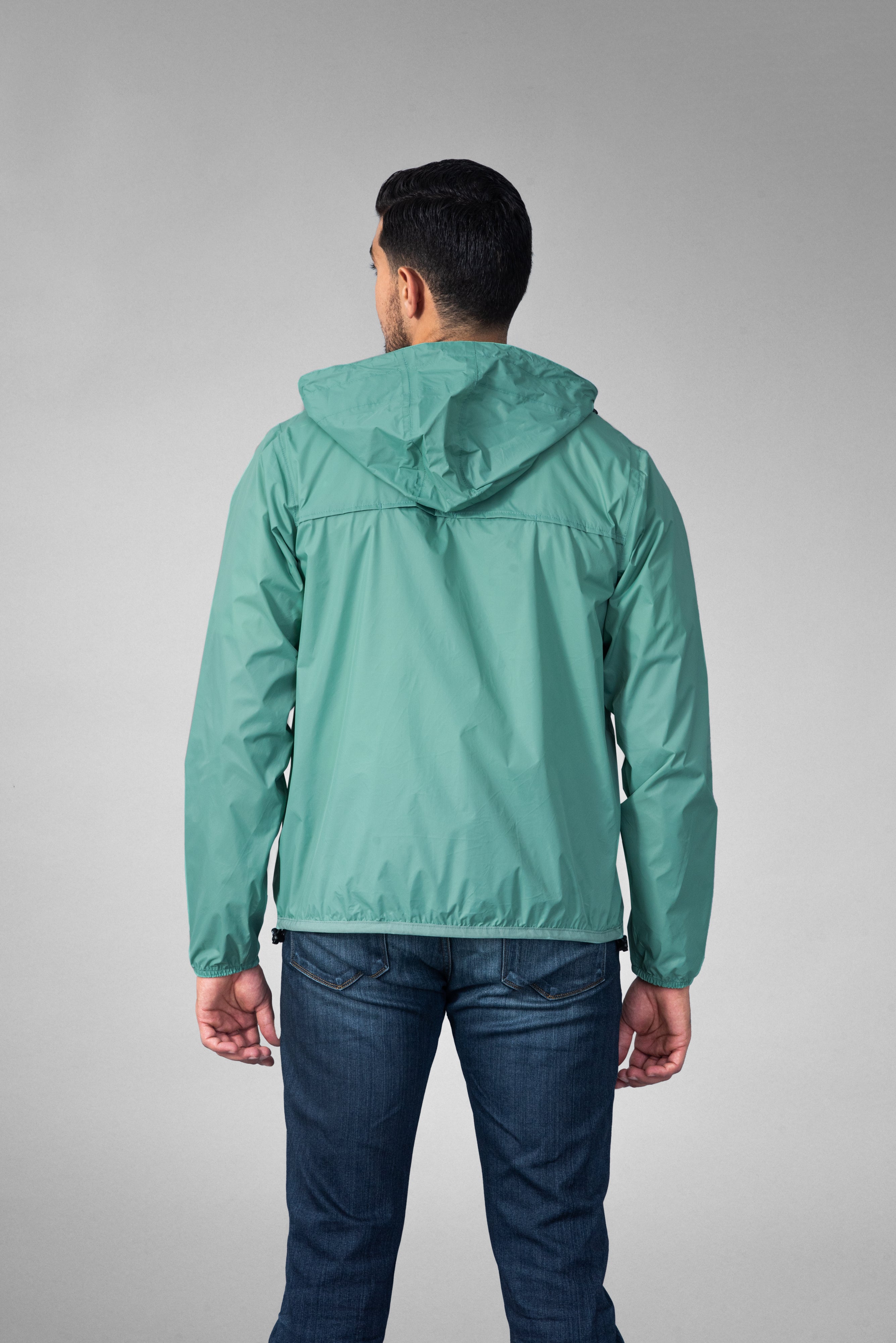 Moss green full zip packable Rain jacket and windbreaker - O8Lifestyle