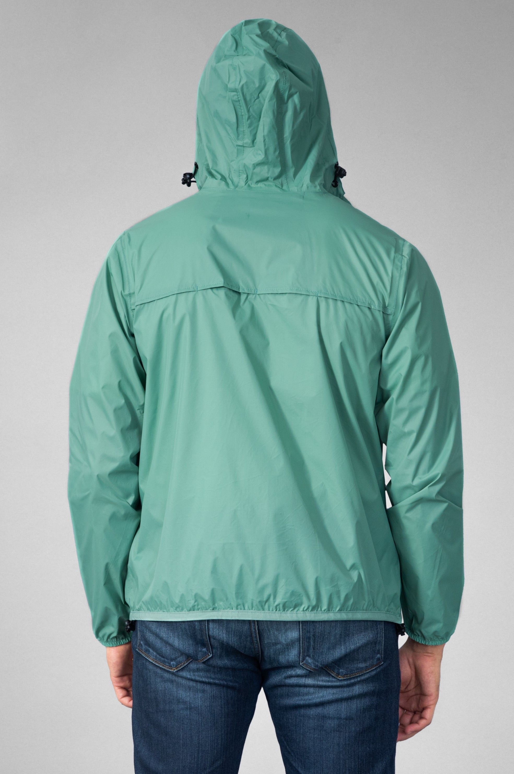 Moss green full zip packable Rain jacket and windbreaker - O8Lifestyle