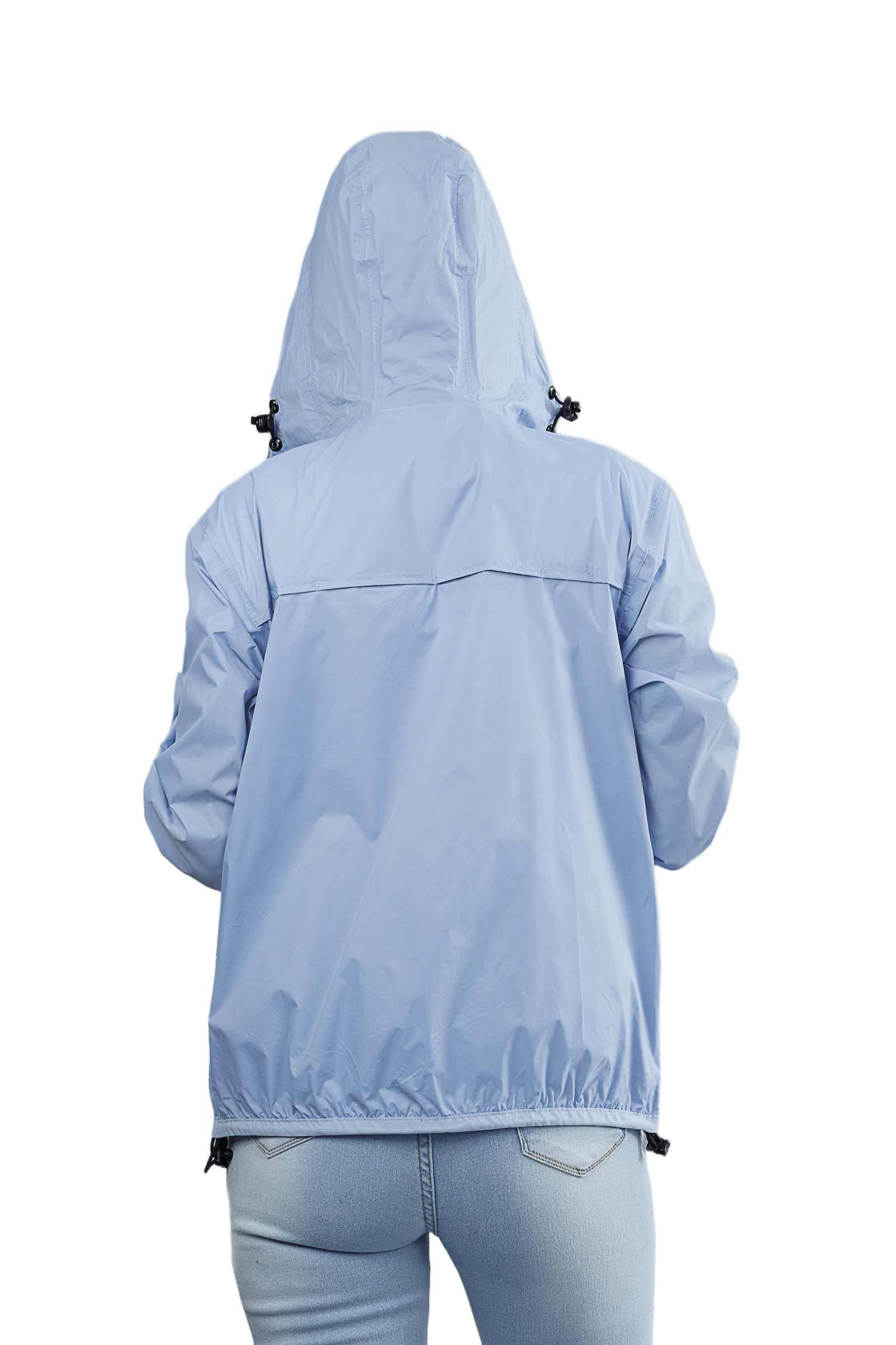 Powder blue full zip packable rain jacket and windbreaker - O8Lifestyle