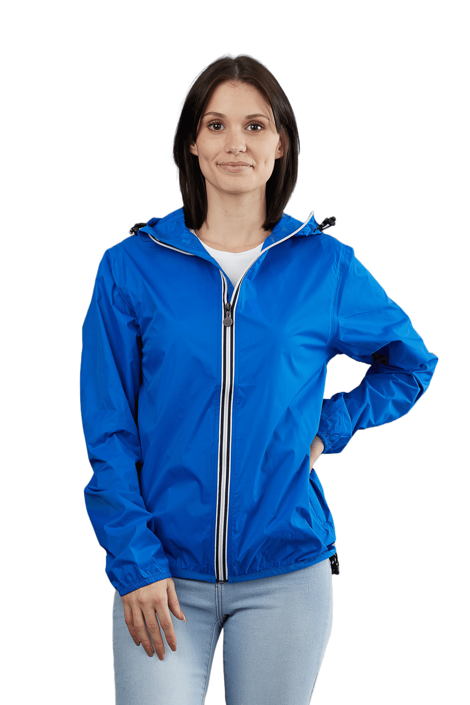 Royal blue full zip packable rain jacket and windbreaker - O8Lifestyle