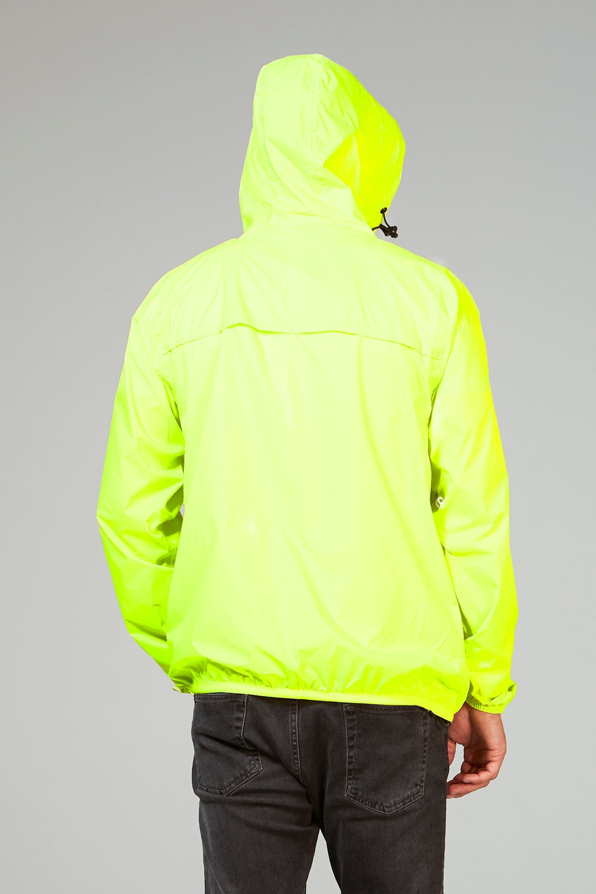 Yellow fluo full zip packable rain jacket and windbreaker - O8Lifestyle