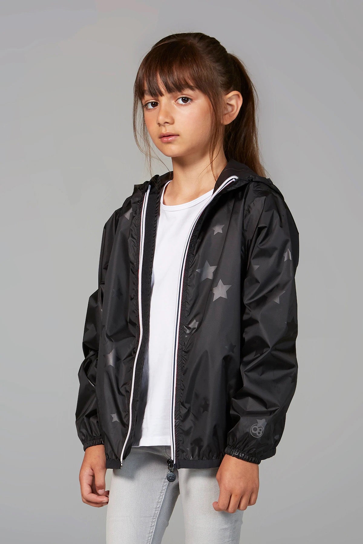 Kids rain jacket and windbreaker in black camo