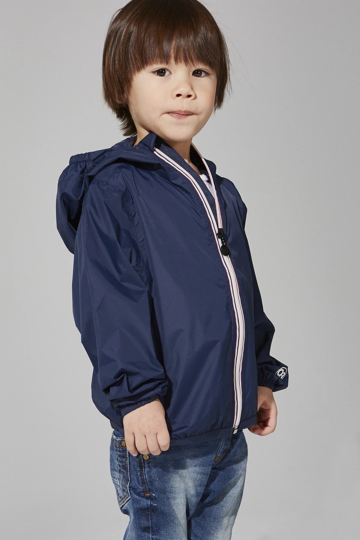 Kids Navy Full Zip Packable Rain Jacket and Windbreaker - O8Lifestyle