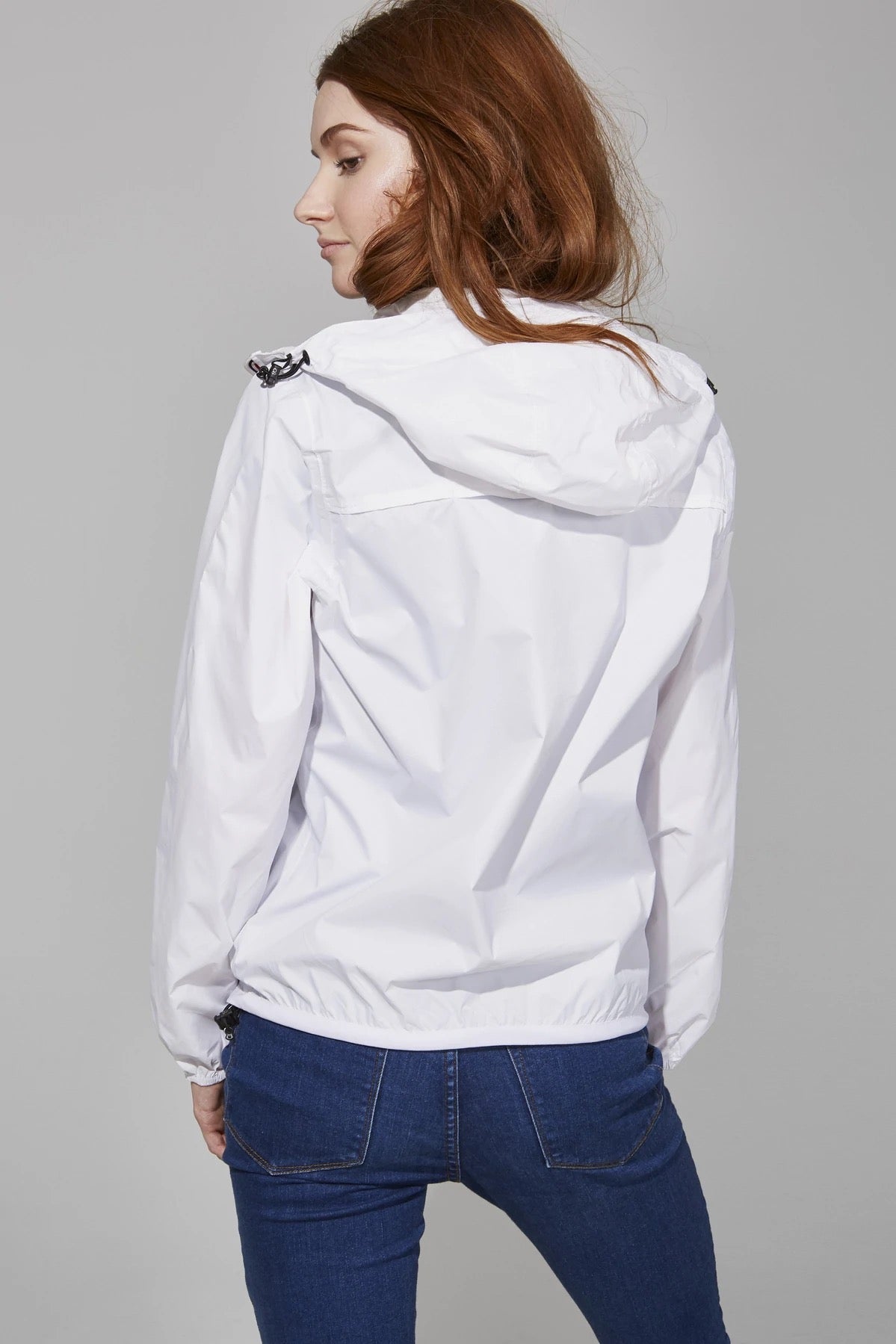 White Full Zip Packable Rain Jacket - O8Lifestyle