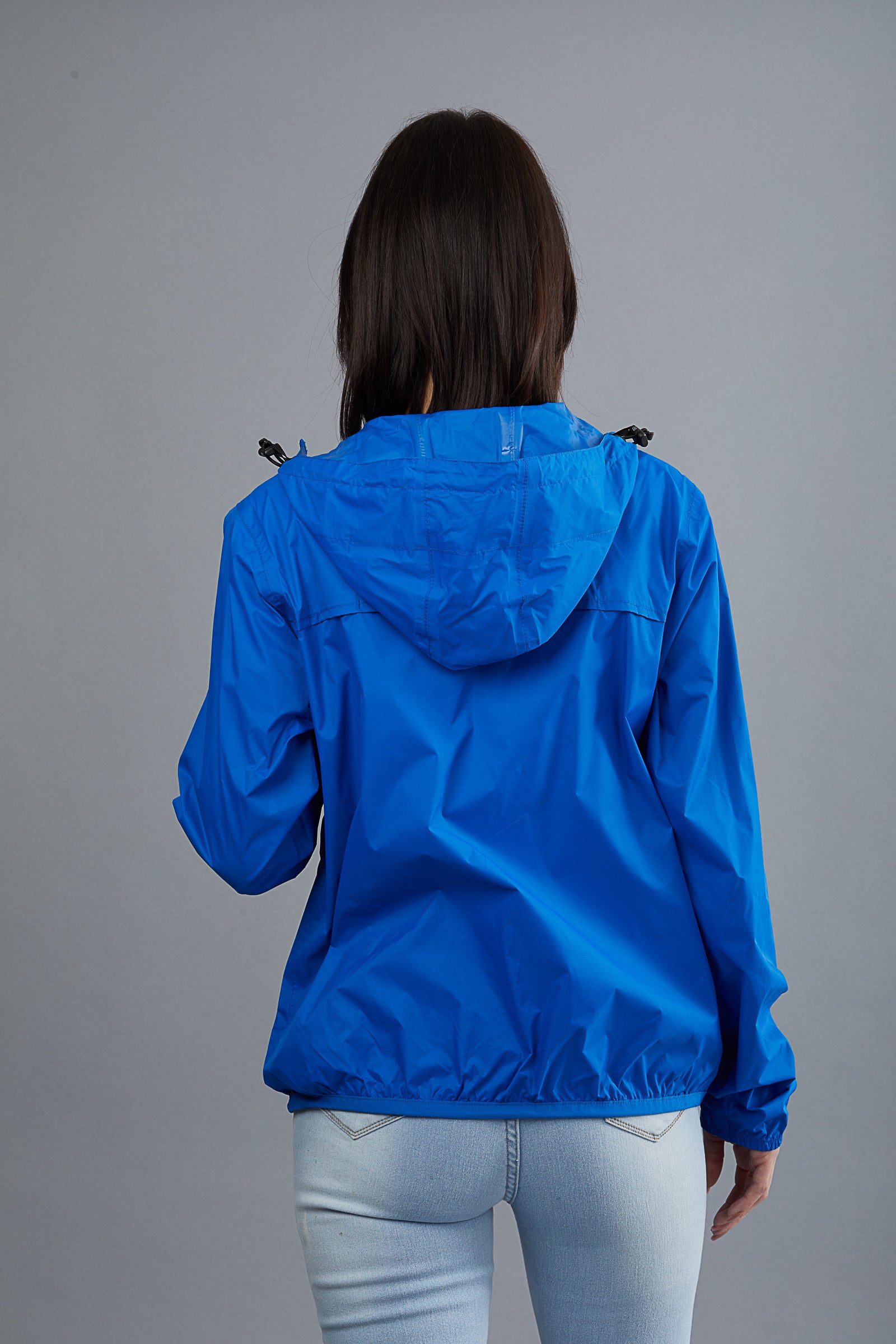 Royal blue full zip packable rain jacket and windbreaker - O8Lifestyle