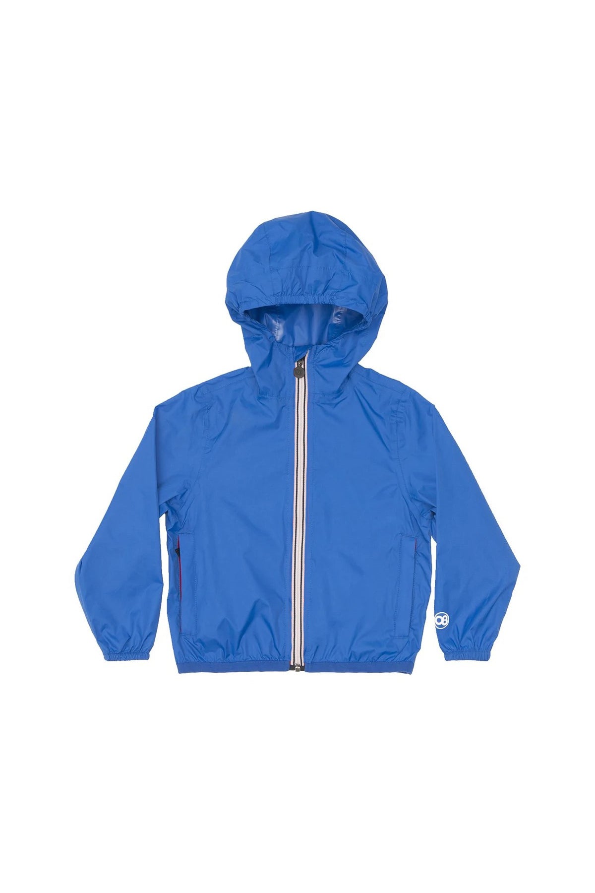 Kids royal blue full zip packable rain jacket and windbreaker