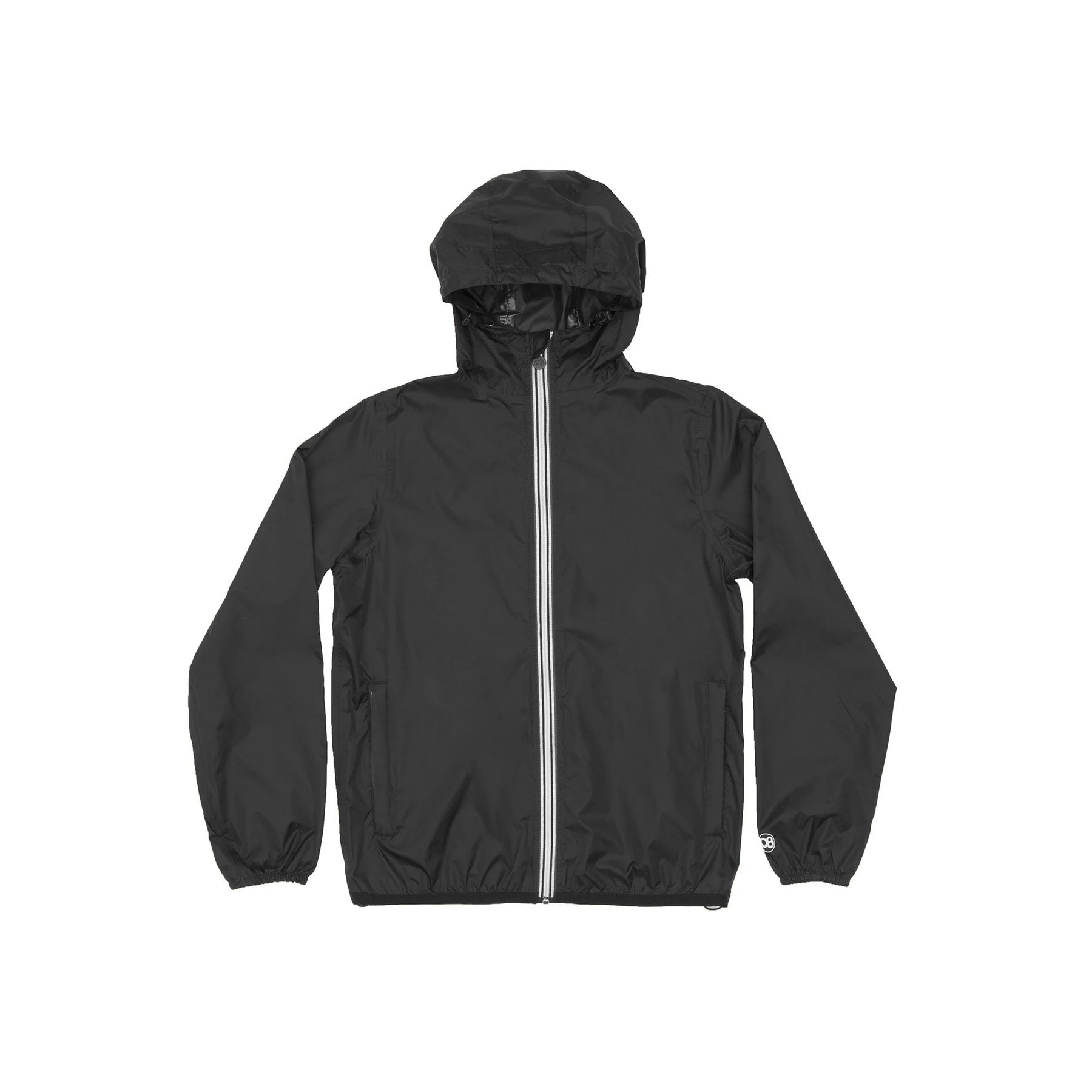 Black full zip packable rain jacket and windbreaker - O8Lifestyle
