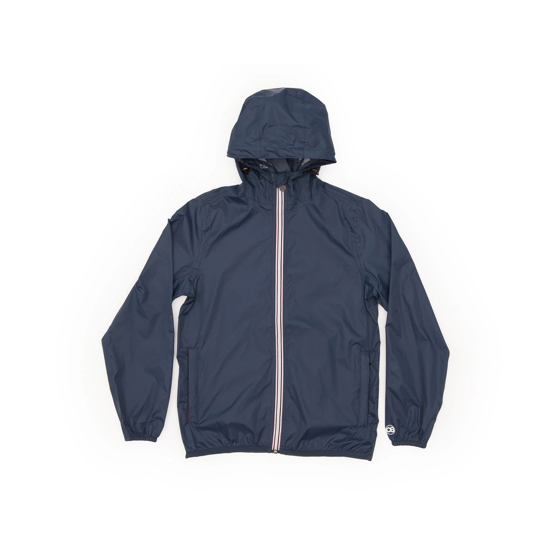 Navy full zip packable rain jacket and windbreaker - O8Lifestyle