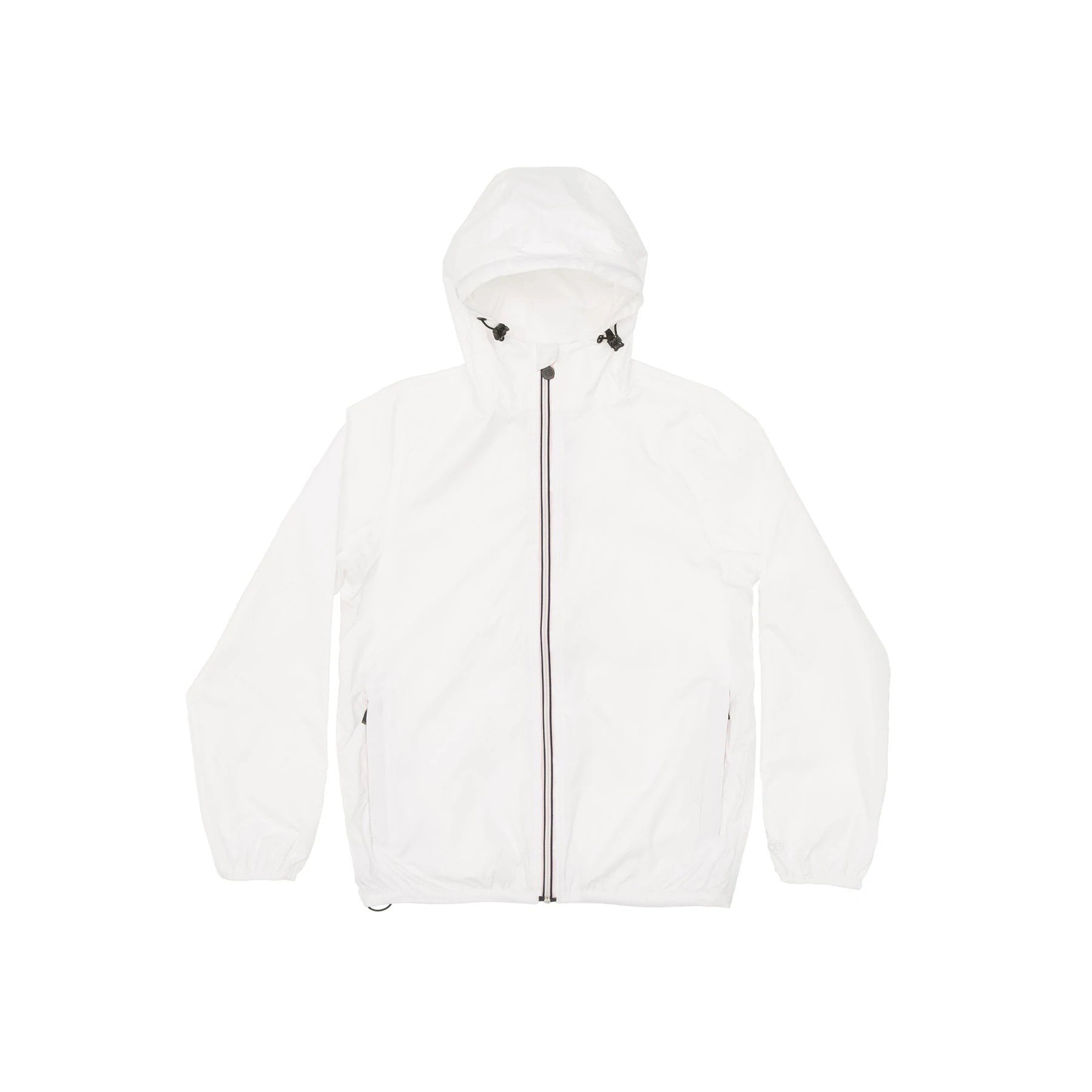 Men's white full zip packable rain jacket and windbreaker - O8Lifestyle