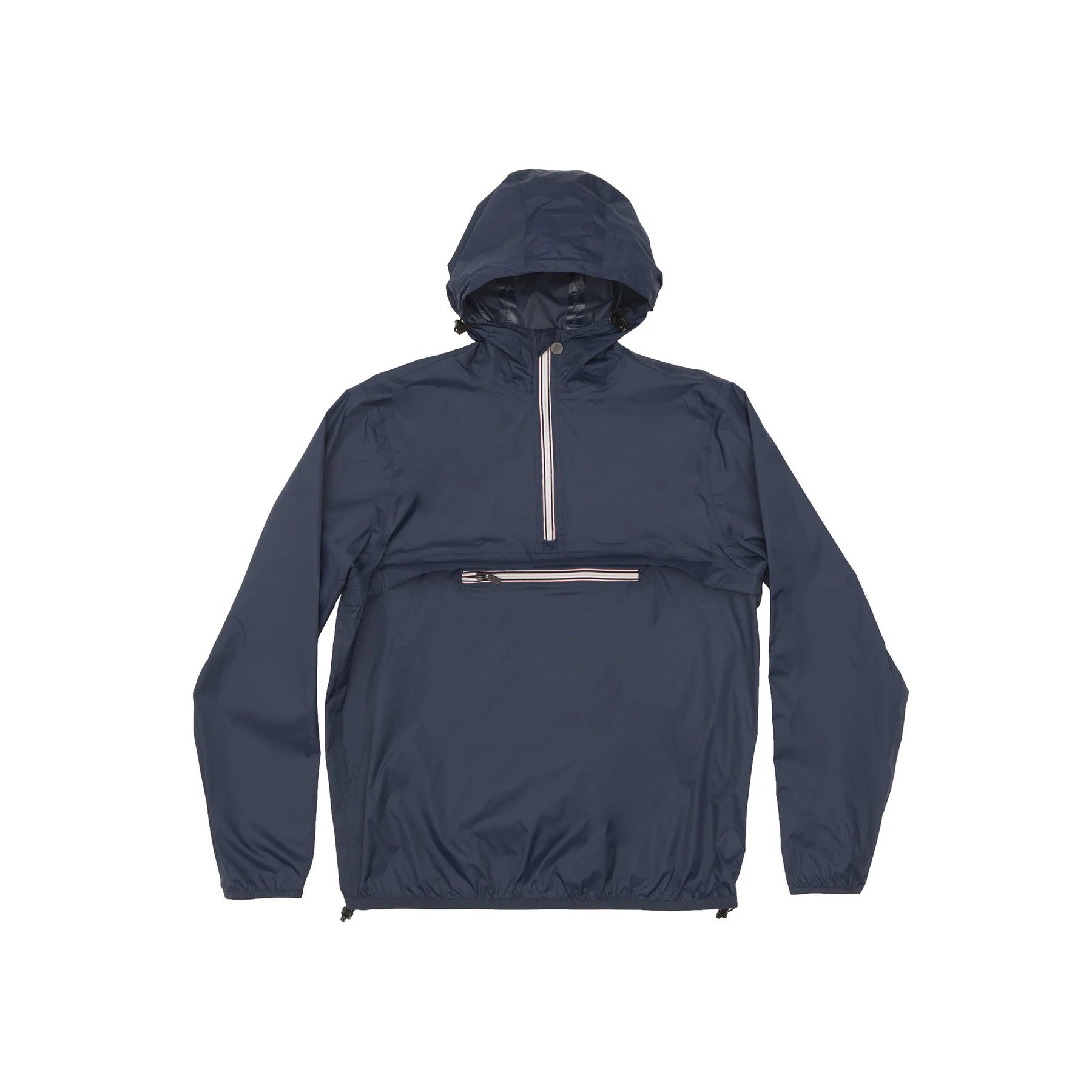 Men's navy quarter zip packable rain jacket and windbreaker