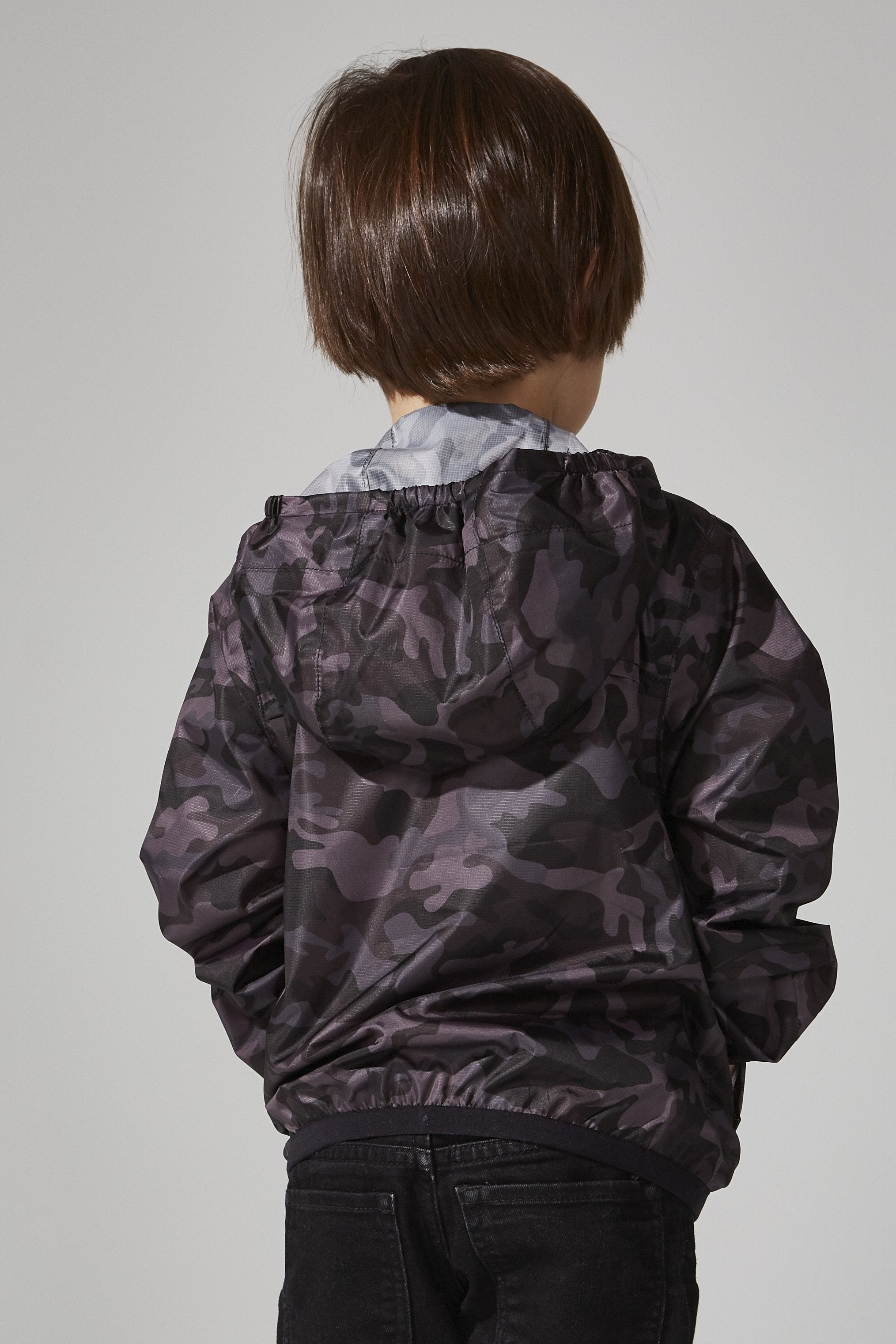 Sam Print - Kids Black Camo Full Zip Packable Rain Jacket - O8lifestyle.