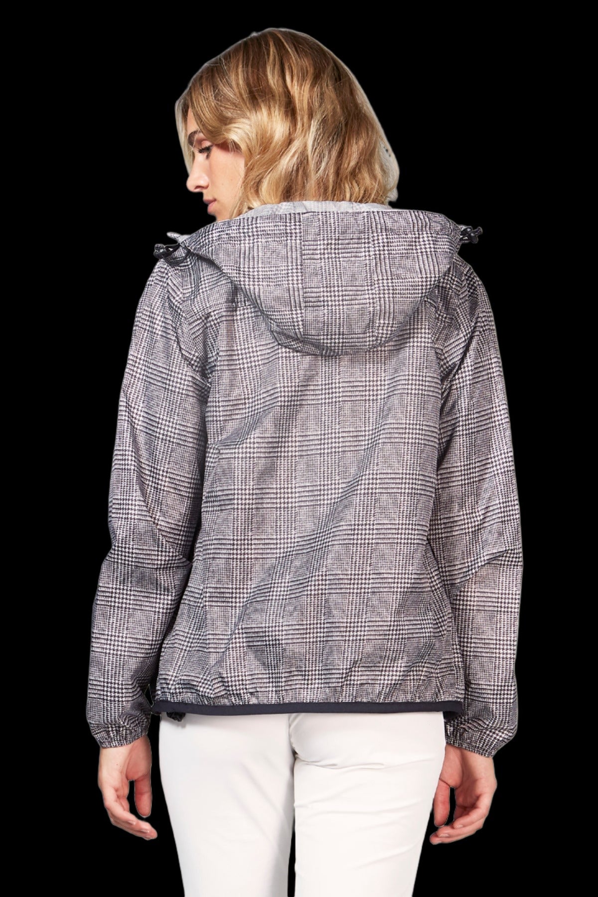 Sloane - plaid full zip packable rain jacket - O8lifestyle.