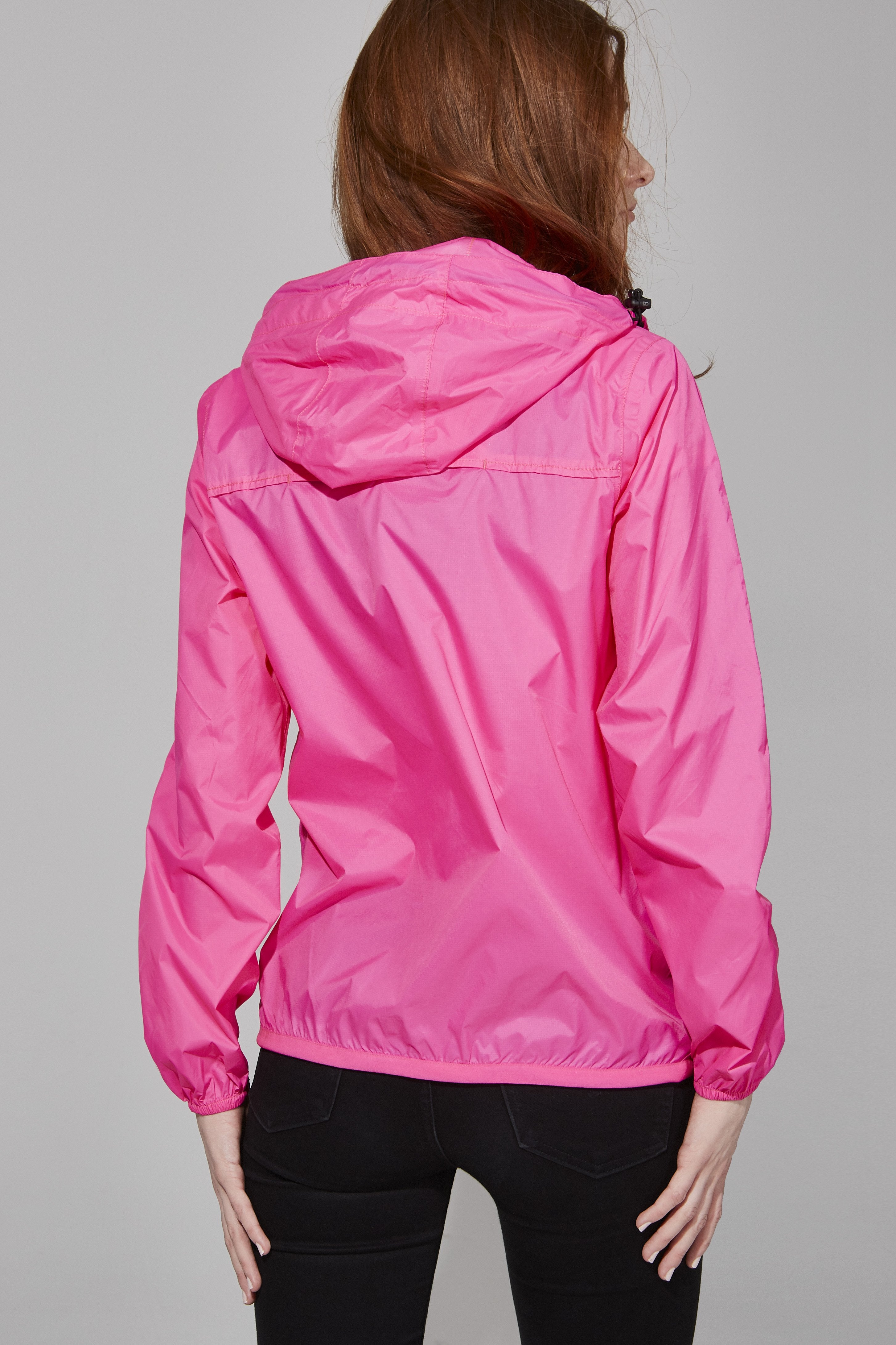 Sloane - Pink Fluo Full Zip Packable Rain Jacket - O8lifestyle.