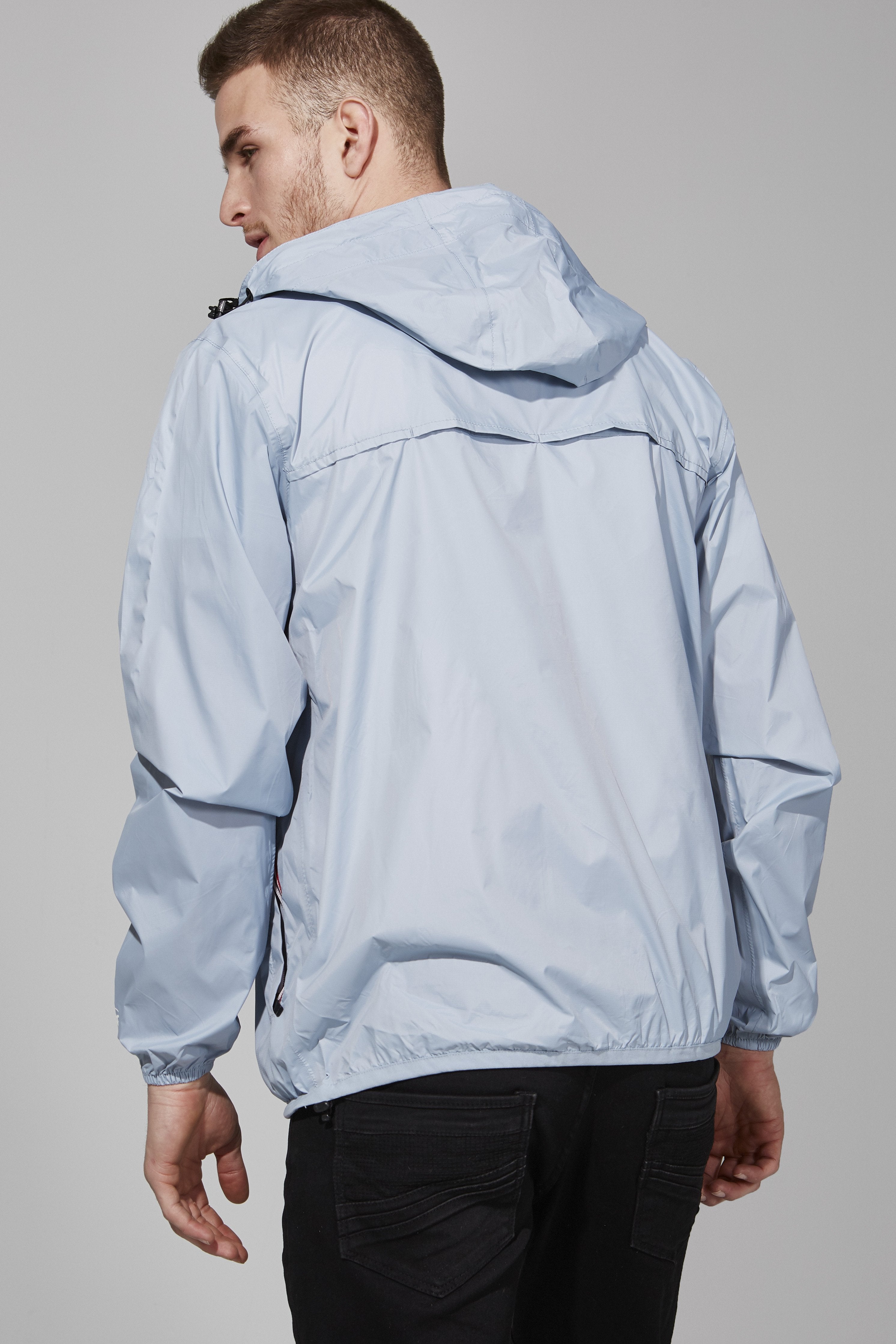 Max - Celestial Blue Full Zip Packable Rain Jacket - O8lifestyle.