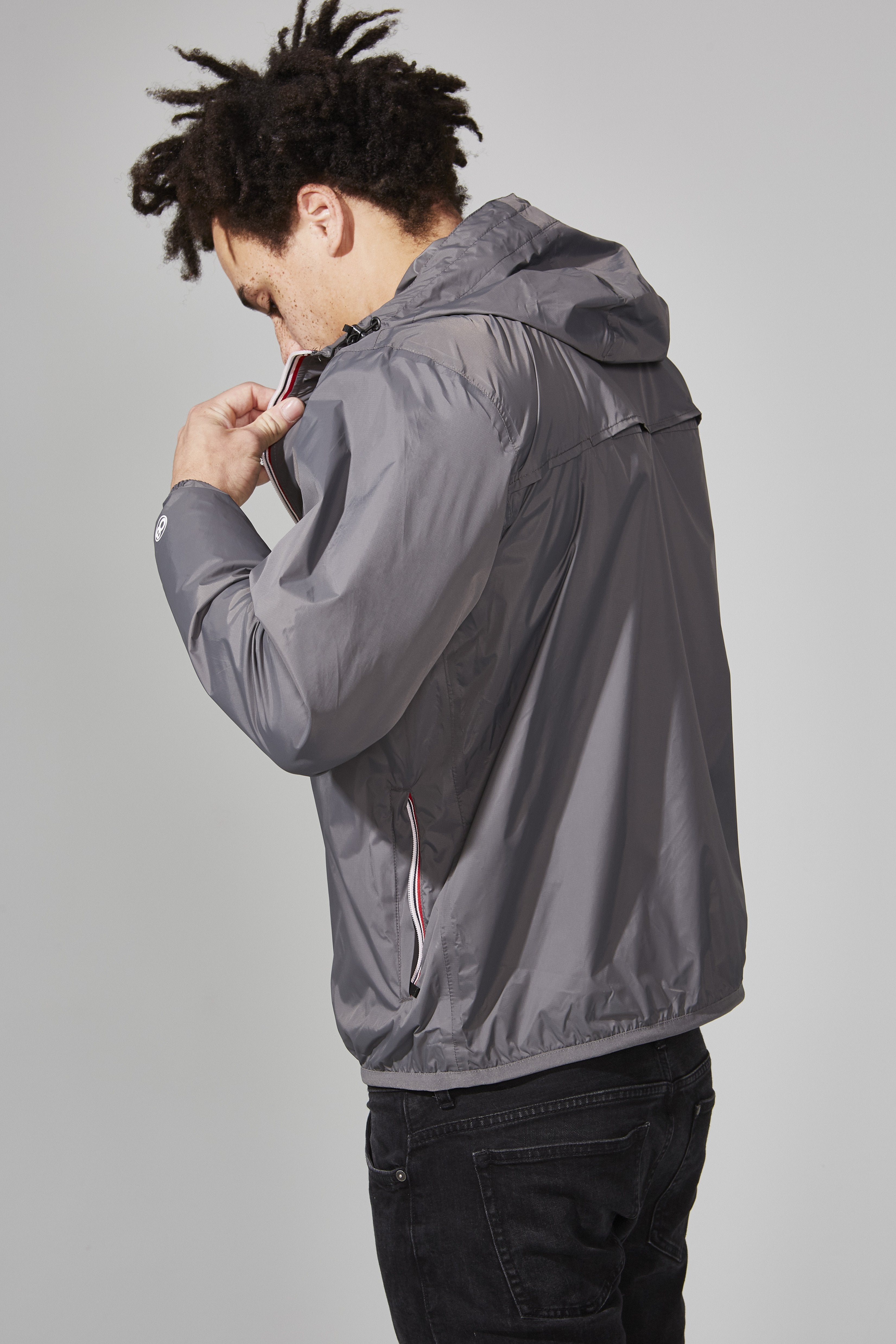 Max - Grey Full Zip Packable Rain Jacket - O8lifestyle.