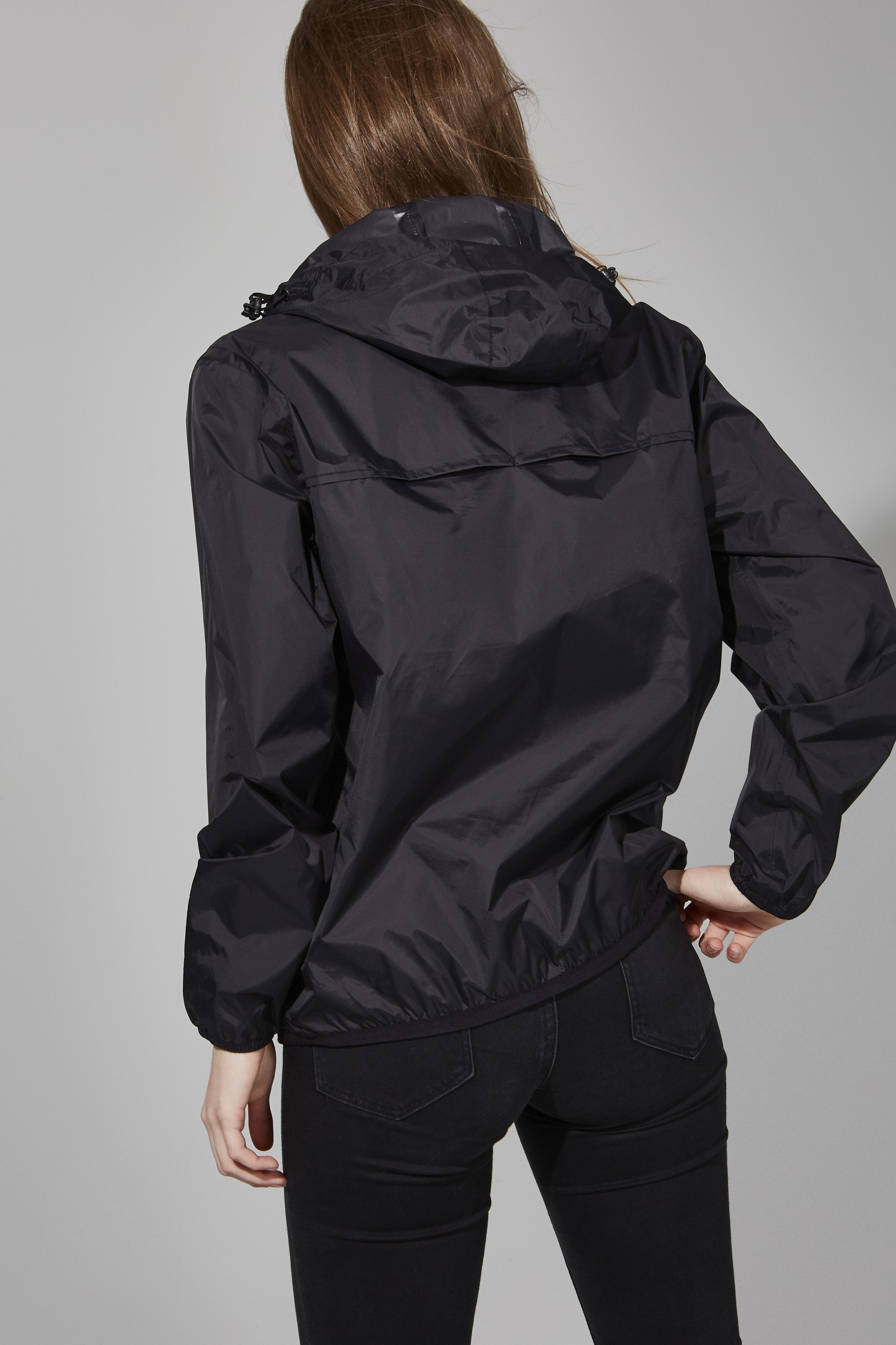 Alex - Black Quarter Zip Packable Rain Jacket - O8lifestyle.