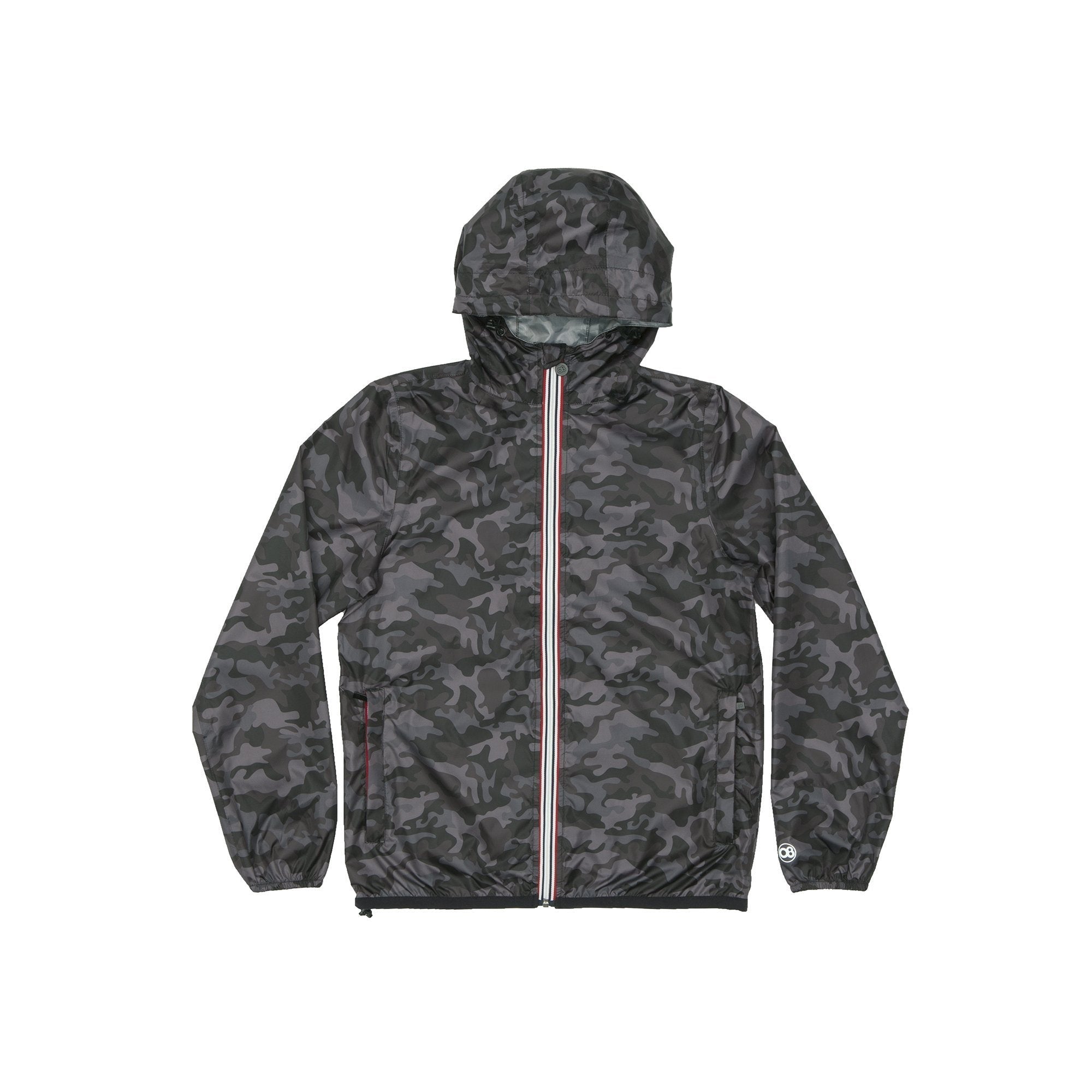 Black camo full zip packable rain jacket and windbreaker - O8Lifestyle