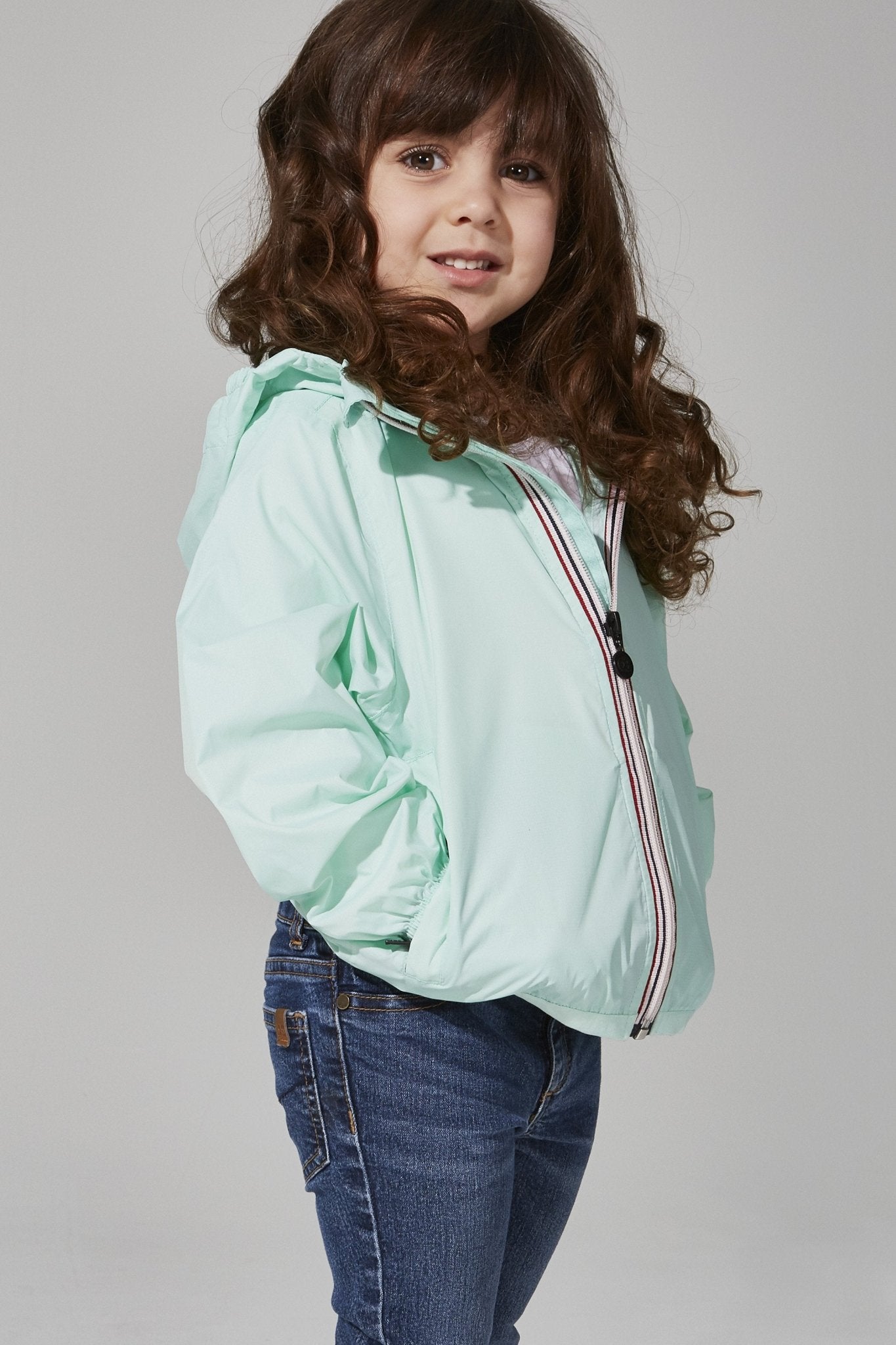 Kids Mint Full Zip Packable Rain Jacket and Windbreaker - O8Lifestyle