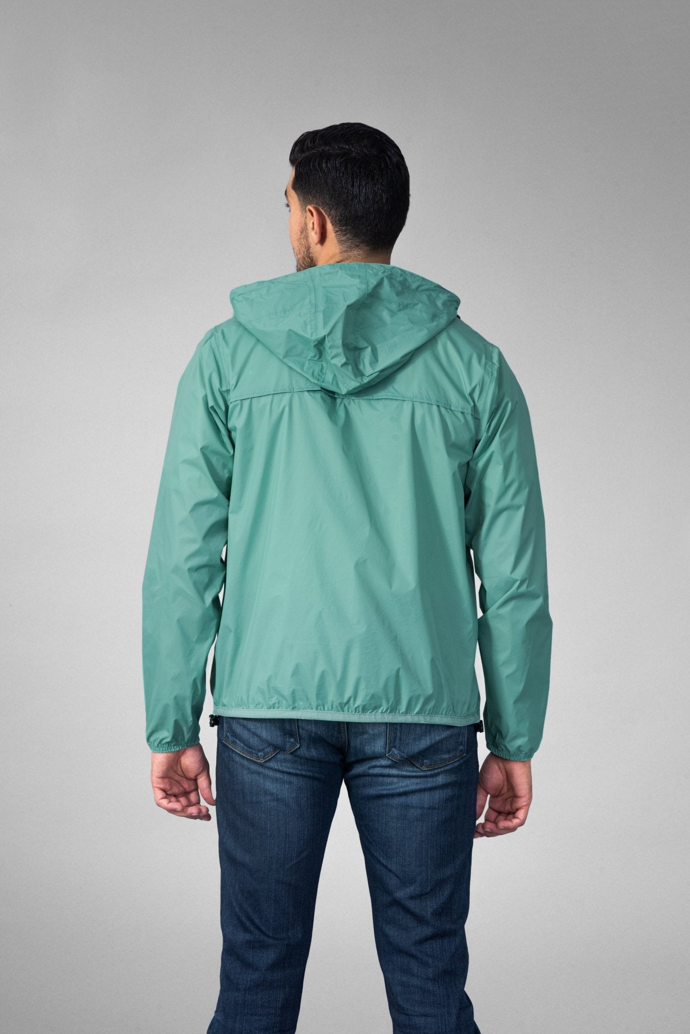 Moss green full zip packable Rain jacket and windbreaker - O8Lifestyle