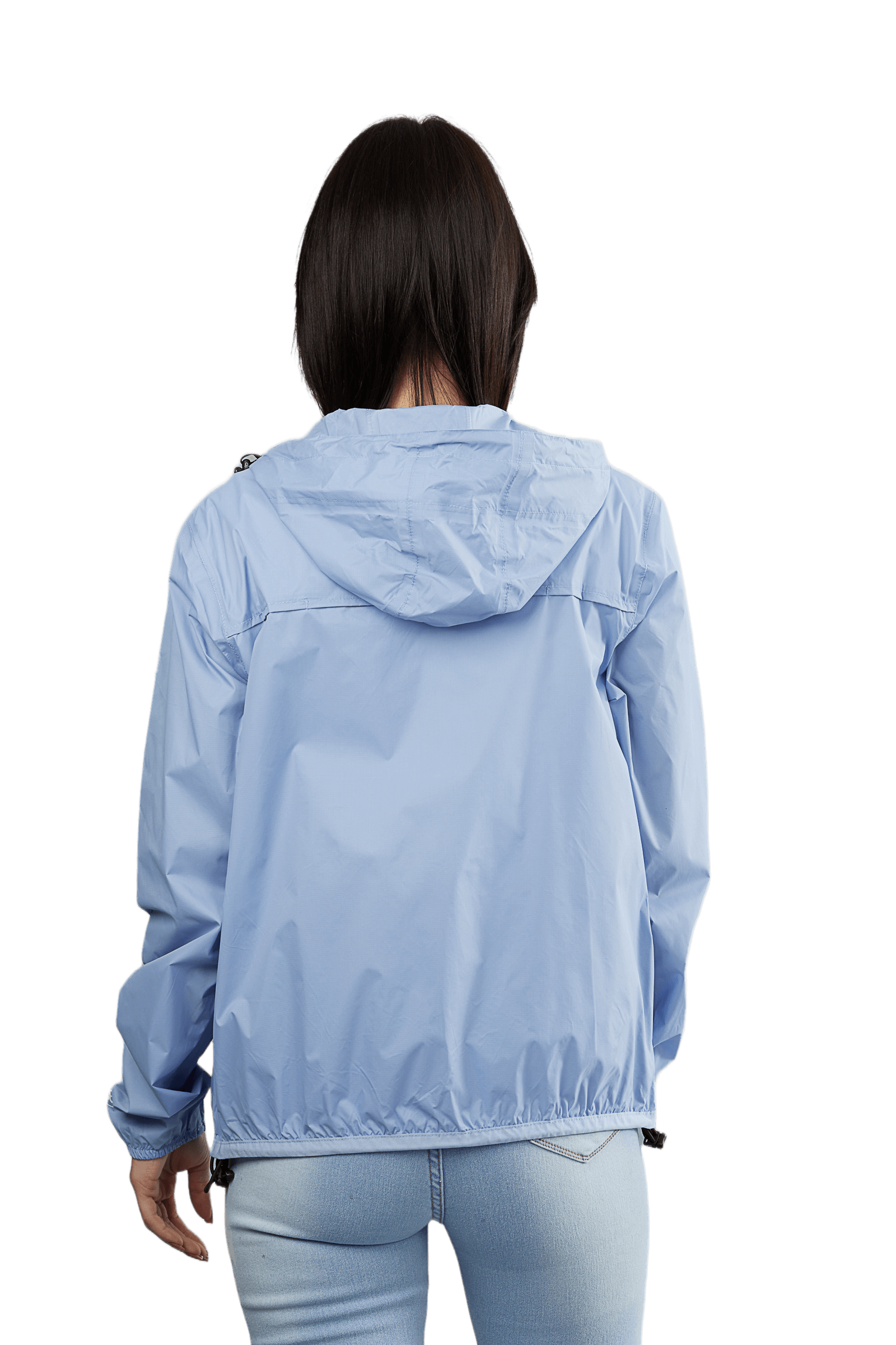 Powder blue full zip packable rain jacket and windbreaker - O8Lifestyle