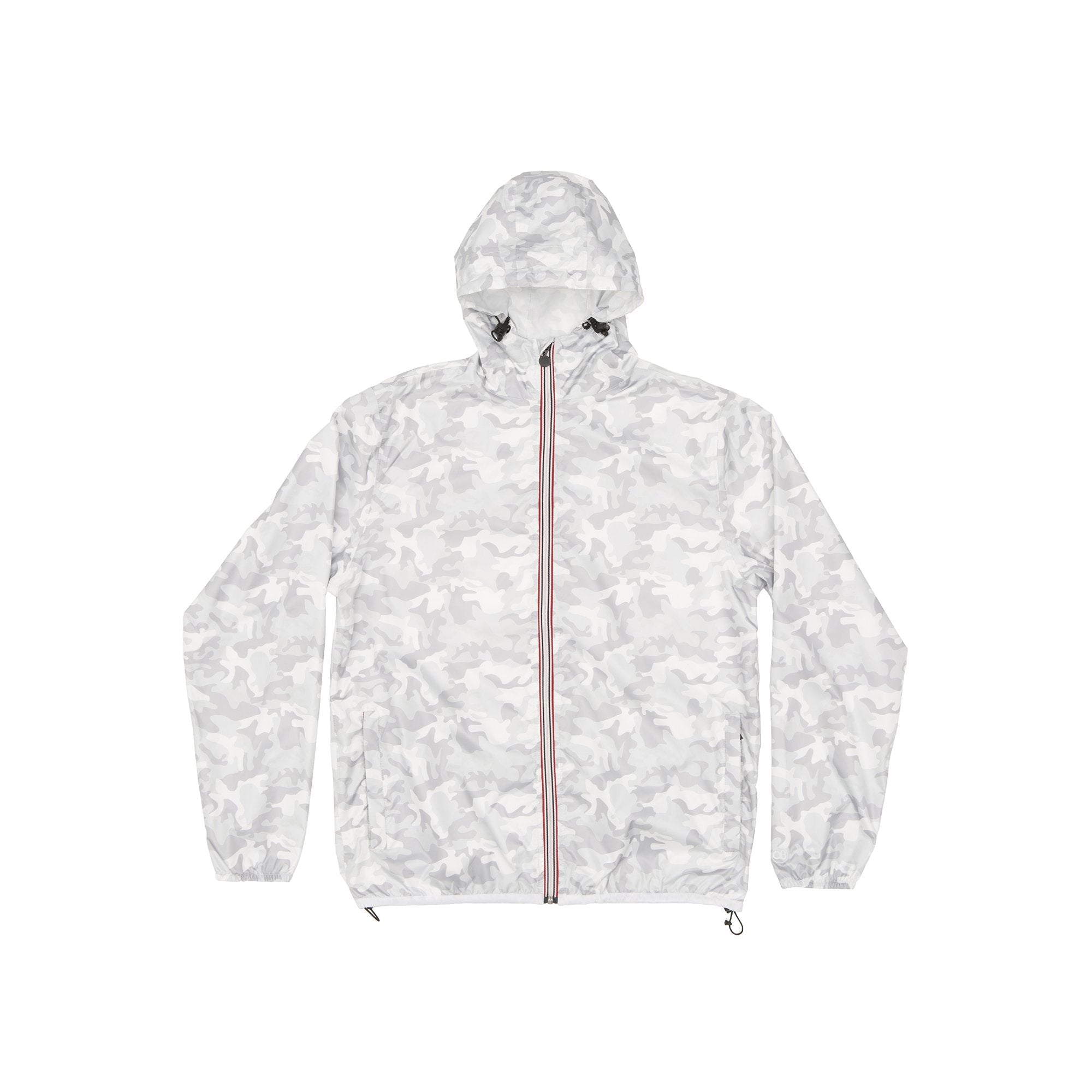 White camo full zip packable rain jacket and windbreaker - O8Lifestyle