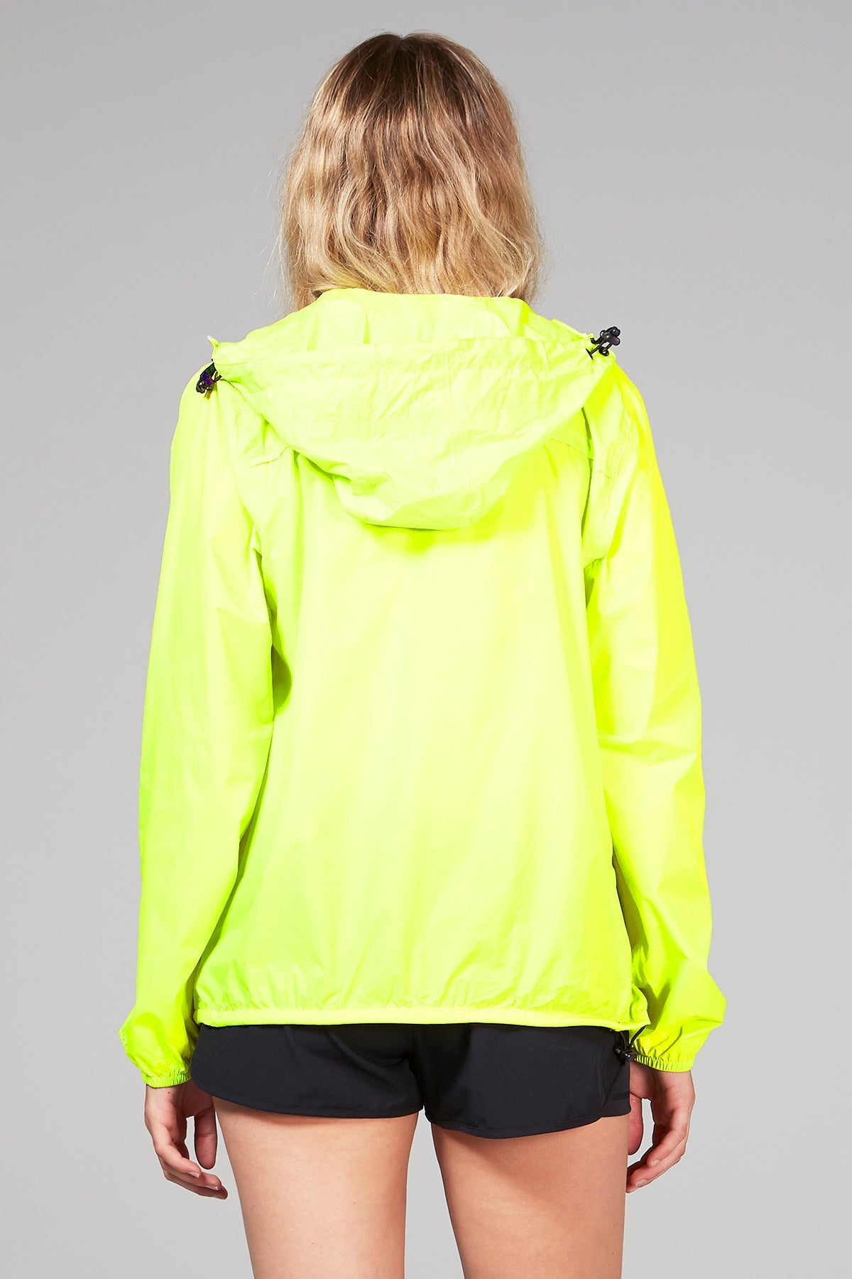 Yellow fluo full zip packable rain jacket and windbreaker - O8Lifestyle
